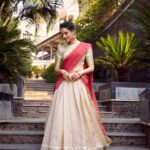 Golden zari lehenga choli with Jacquard fabric and shimmer dupatta – front view