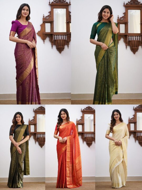 Elegant Lichi silk saree with jacquard work and exclusive border from Pramukhmart