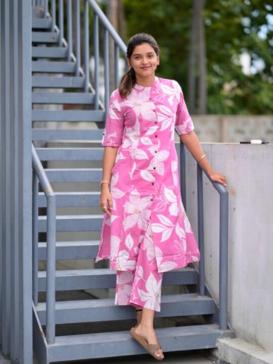 Elegant Women's Poly Rayon Co-Ord Set with Digital Print - Front View