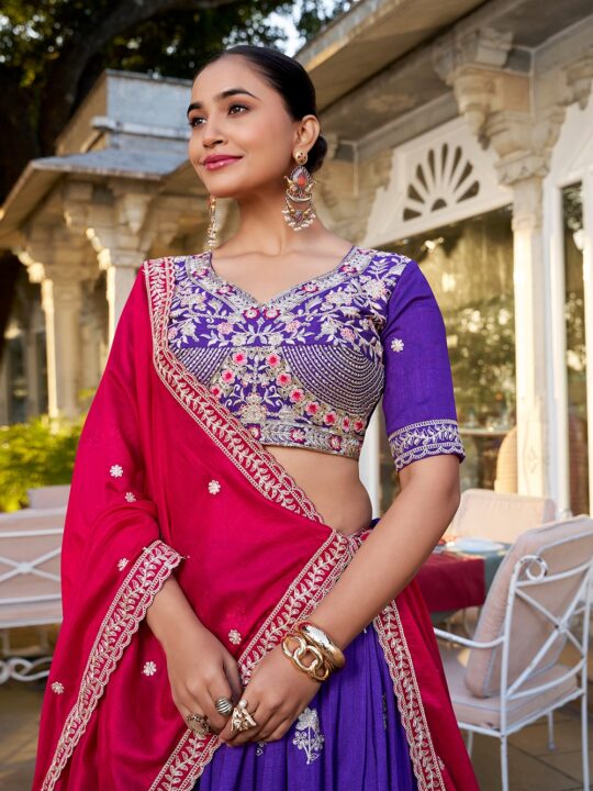 Embroidered chaniya choli set with dupatta for women