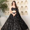 Premium georgette lehenga with embroidery front view