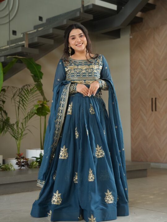 Chinnon gown with sequin embroidery in Rama color