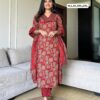 Sanganeri Cotton Kurti Set with Embroidered Neck and Dupatta