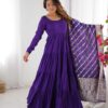 Chanderi Silk Anarkali Kurti Set with Banarasi Dupatta – Pramukhmart