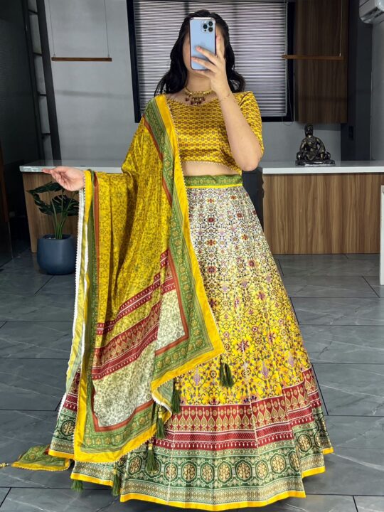 Floral Printed Lehenga Choli with Gota Patti Work