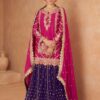 Front view of Chinon Sharara Suit for women with gold embroidery