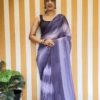 soft rimzim georgette saree in three-tone colors with blouse
