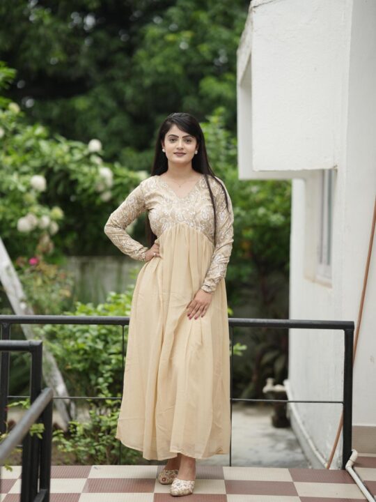 Western long gown for women in georgette fabric – Pramukhmart premium collection
