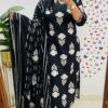 Woman wearing Sanganeri cotton kurta set with dupatta – front view
