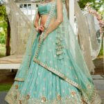 Embroidered chaniya choli with gold sequins and net dupatta