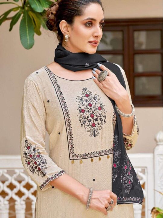 Printed Salwar Kameez with Handwork – Close-up