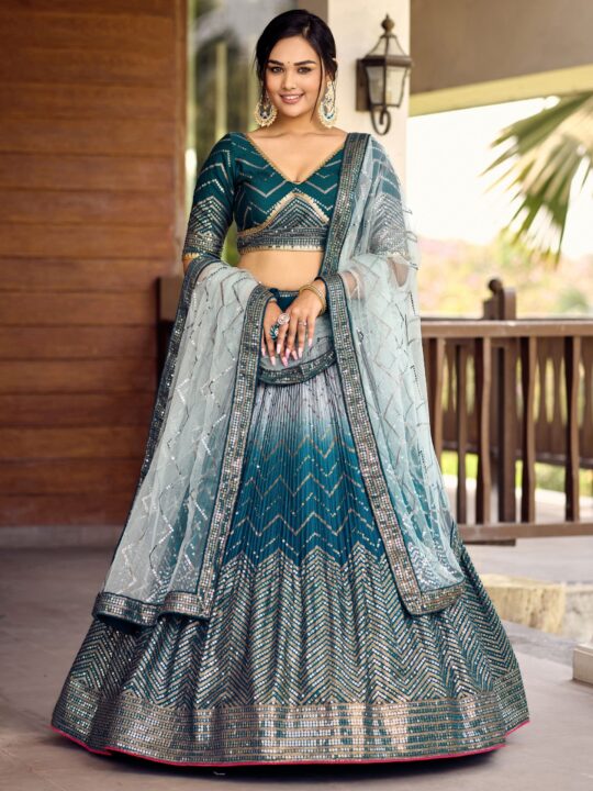 Art Silk Chaniya Choli with Chevron Sequin Embroidery