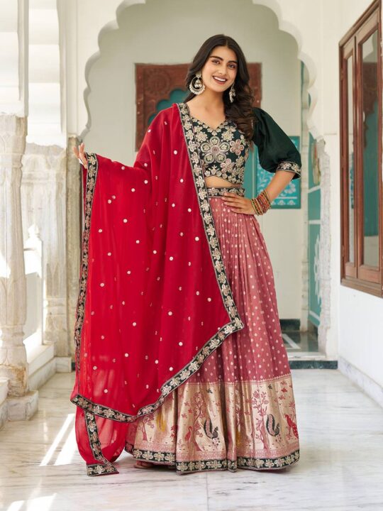 Embroidered silk choli with thread work