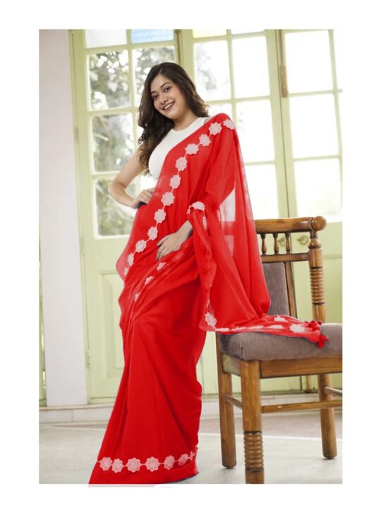 Bangalori satin blouse included with lace saree