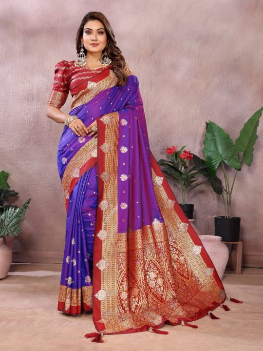 Zari woven border of Kalamkari silk saree