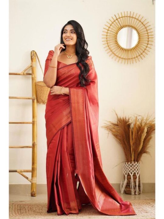 saree draped for festive wear