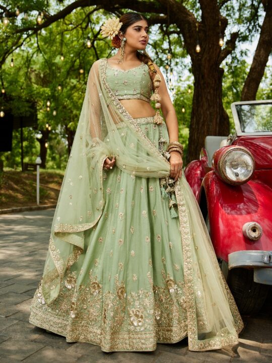 Designer lehenga choli set with sequin embellished border