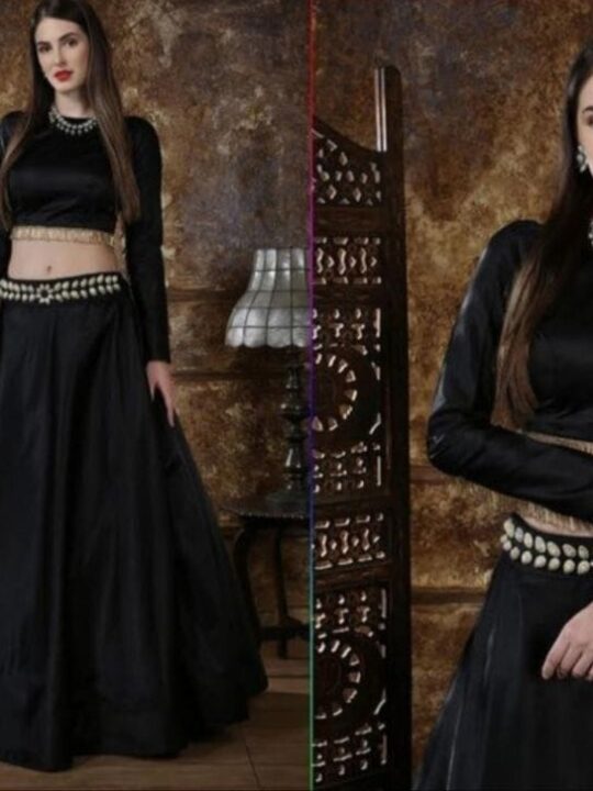 Net Dupatta with Gold Border – Chaniya Choli Set