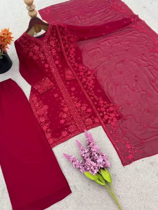 Close-up of embroidery work on dupatta