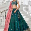 Traditional silk chaniya choli with embroidered velvet blouse