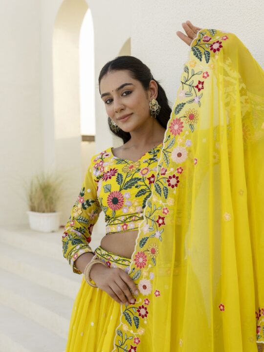 Lightweight yellow lehenga with dupatta