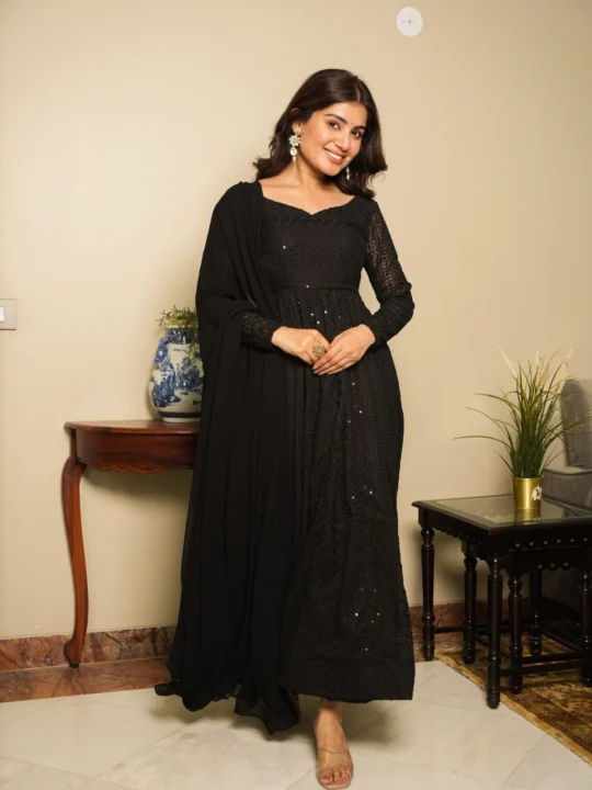 black georgette anarkali suit