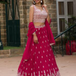Elegant georgette chaniya choli with thread work and lace dupatta – Pramukhmart