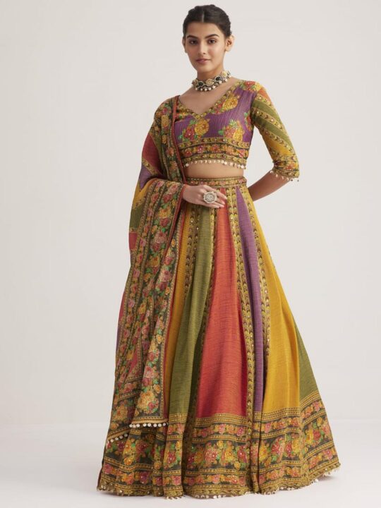 Organza Silk Lehenga Choli with Handwork – Full Set with Dupatta