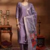 Elegant viscose embroidered suit set with organza dupatta – Pramukhmart
