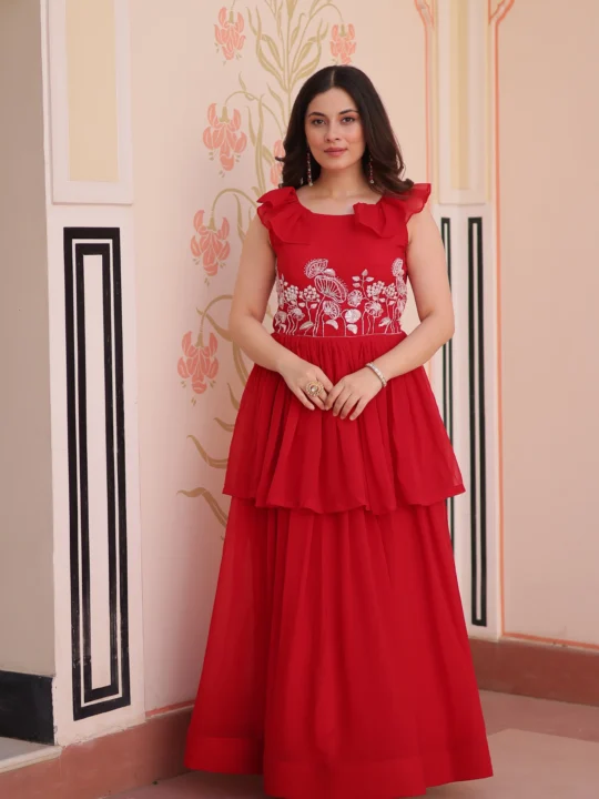 designer peplum gown