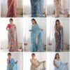 Elegant georgette silk saree with digital print and mirror border from Pramukhmart