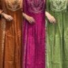 Embroidered Anarkali kurta set for women with cotton pant and malmal dupatta – Pramukhmart