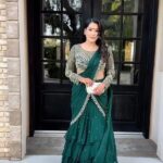 Ready to wear ruffle lehenga saree with blouse – front view