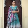 Manipuri Silk Lehenga with Contrast Border