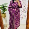 Royal purple Ajarakh cotton suit set with dupatta
