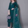Rama Green and Lavender Silk Blend Kurta Set with Organza Dupatta – Pramukhmart