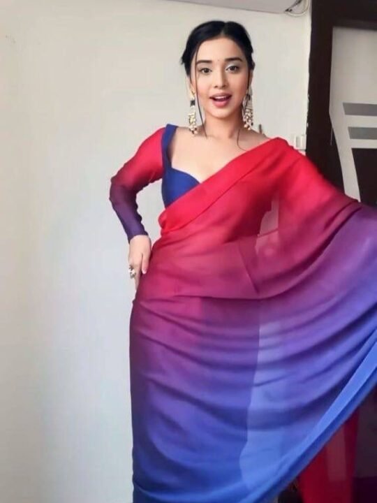 One-minute saree with multicolor design and blouse piece
