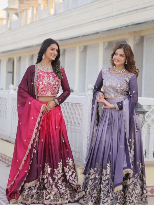 Back side of fully stitched lehenga choli set