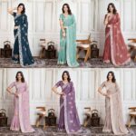 Wedding wear saree in star georgette silk with embroidery