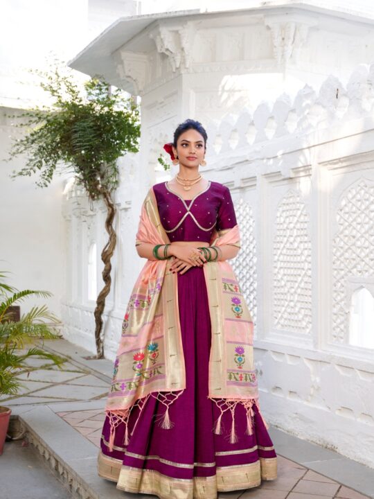 Vichitra Silk Lehenga with Paithni Border