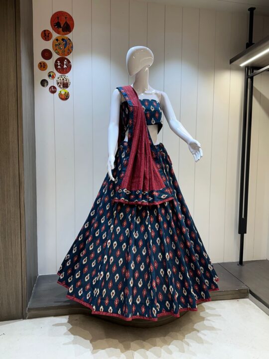 Full flare cotton lehenga with heavy lining
