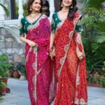 Pure Bandhej saree with gota patti and pitha work