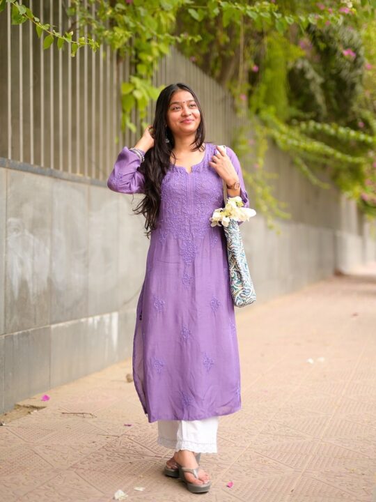 Embroidered designer top and plazzo set in rayon for women – Pramukhmart