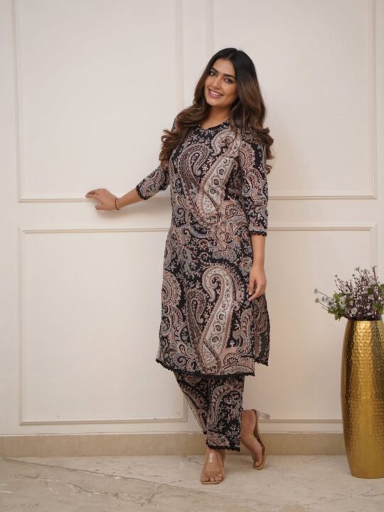 Pramukhmart cotton kurti and pant set for festive wear