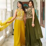 Star georgette embroidered blouse, plazzo, and dupatta set – Pramukhmart