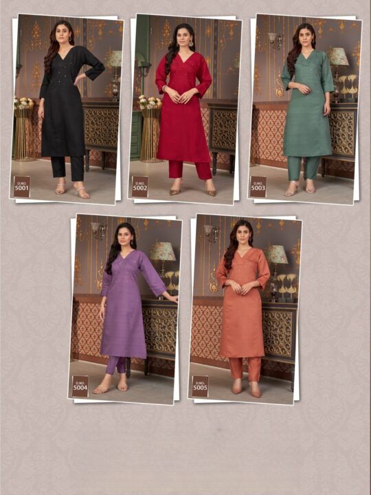 Embroidered Kurti Plazzo Set in Viscose Vatican Fabric – Pramukhmart
