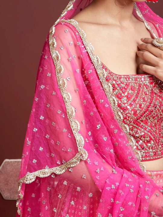 Net dupatta with pearl lace border
