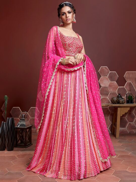 pink bandhani chaniya choli