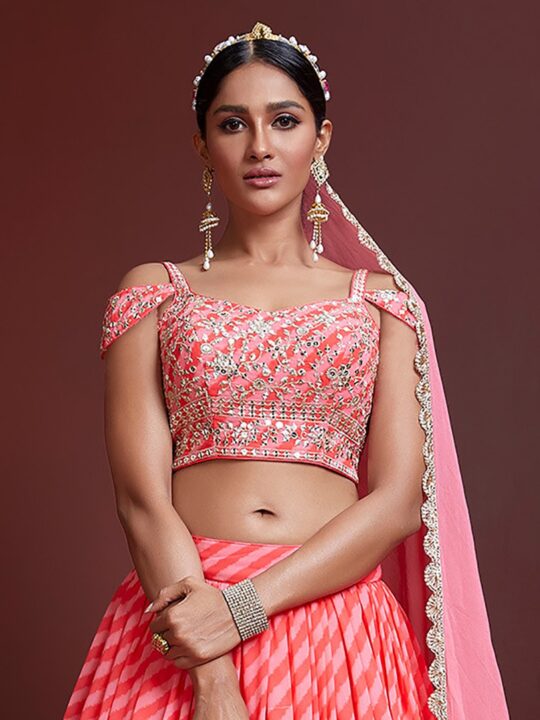 Georgette dupatta with pearl lace border