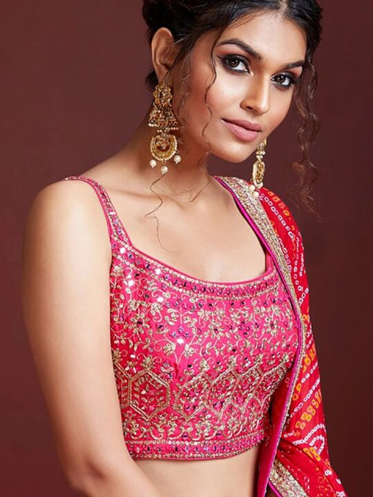 Sequin embroidered chinnon silk lehenga